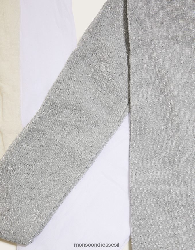 אבזר Monsoon סט טייץ מטאלי נוצץ של שניים כסף ילדה HTJ0TZ2643