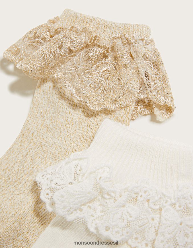 אבזר Monsoon גרב תחרה תינוק תאומים זהב ילדה HTJ0TZ2658