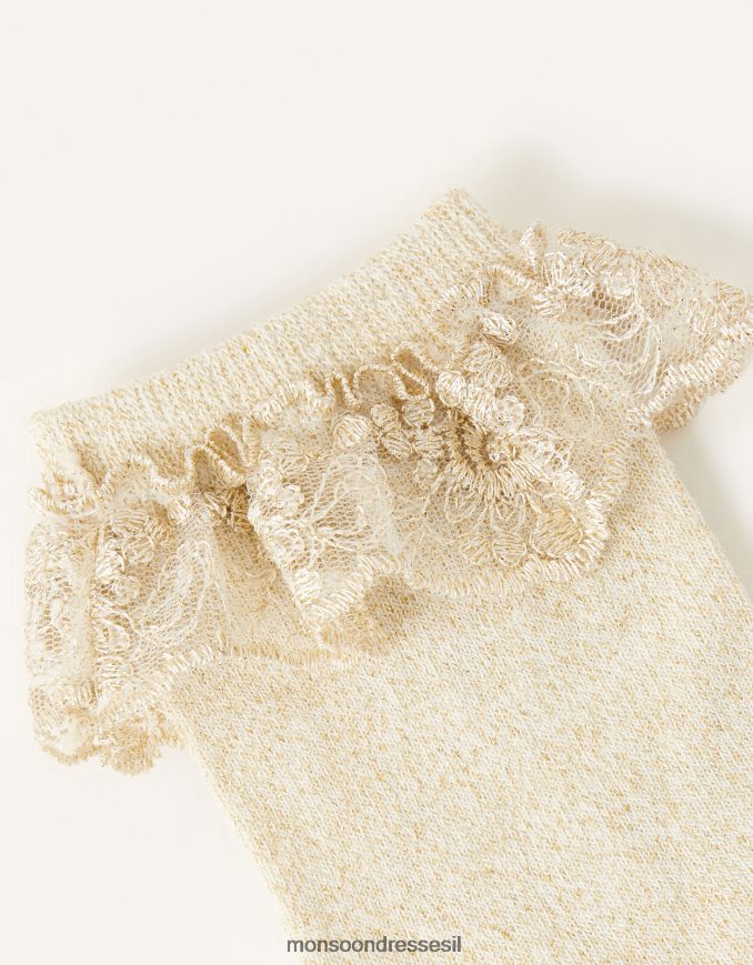 אבזר Monsoon גרבי פרחים נוצצים זהב ילדה HTJ0TZ2659