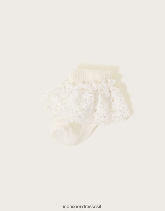 אבזר Monsoon גרבי תחרה לבבי תינוק שֶׁנהָב ילדה HTJ0TZ2665