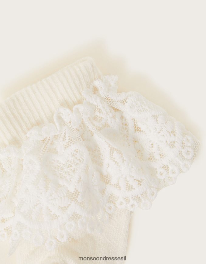 אבזר Monsoon גרבי תחרה לבבי תינוק שֶׁנהָב ילדה HTJ0TZ2665