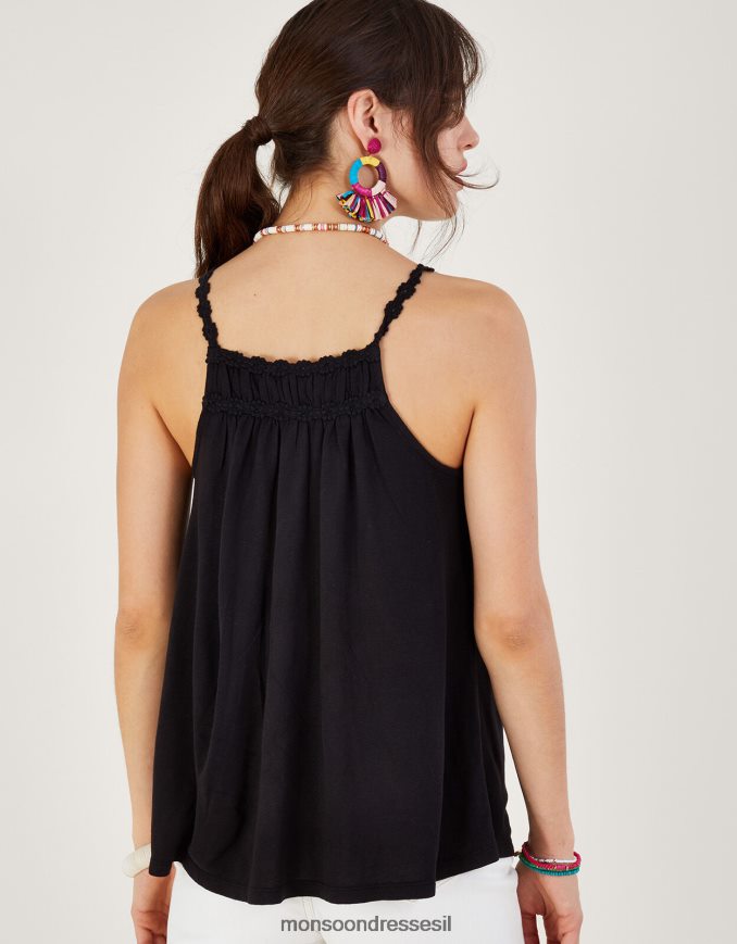 הַלבָּשָׁה Monsoon קמי ג'רזי בגזרת קרושה שָׁחוֹר נשים HTJ0TZ266