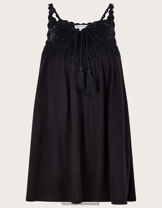 הַלבָּשָׁה Monsoon קמי ג'רזי בגזרת קרושה שָׁחוֹר נשים HTJ0TZ266