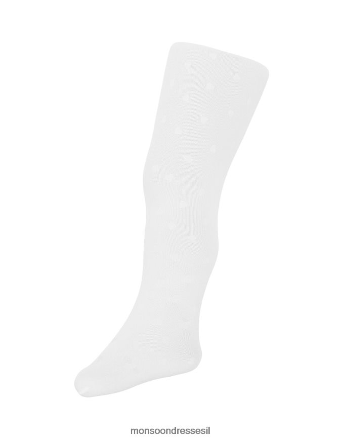 אבזר Monsoon טייץ ניילון לב נצנצים לתינוק לבן ילדה HTJ0TZ2670