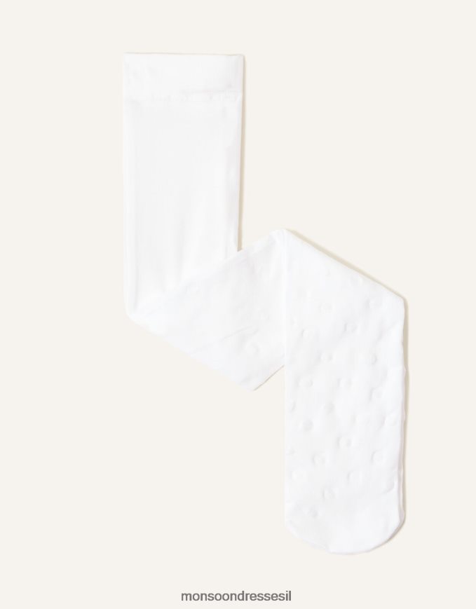 אבזר Monsoon טייץ ניילון לב נצנצים לתינוק לבן ילדה HTJ0TZ2670