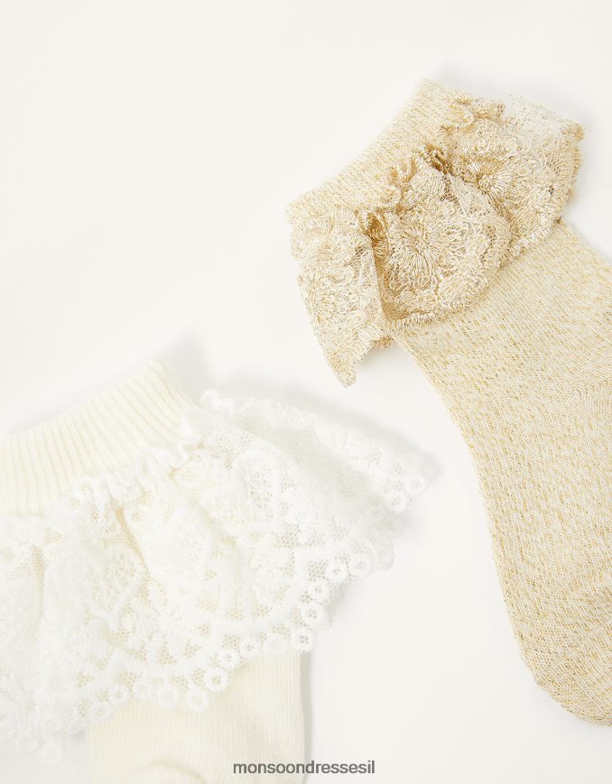 אבזר Monsoon גרבי סלסול תחרה לתינוקות זהב ילדה HTJ0TZ2687