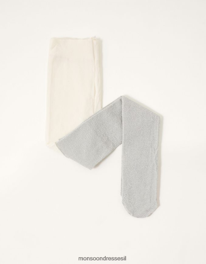 אבזר Monsoon טייץ ניילון נוצץ לתינוק כסף ילדה HTJ0TZ2690