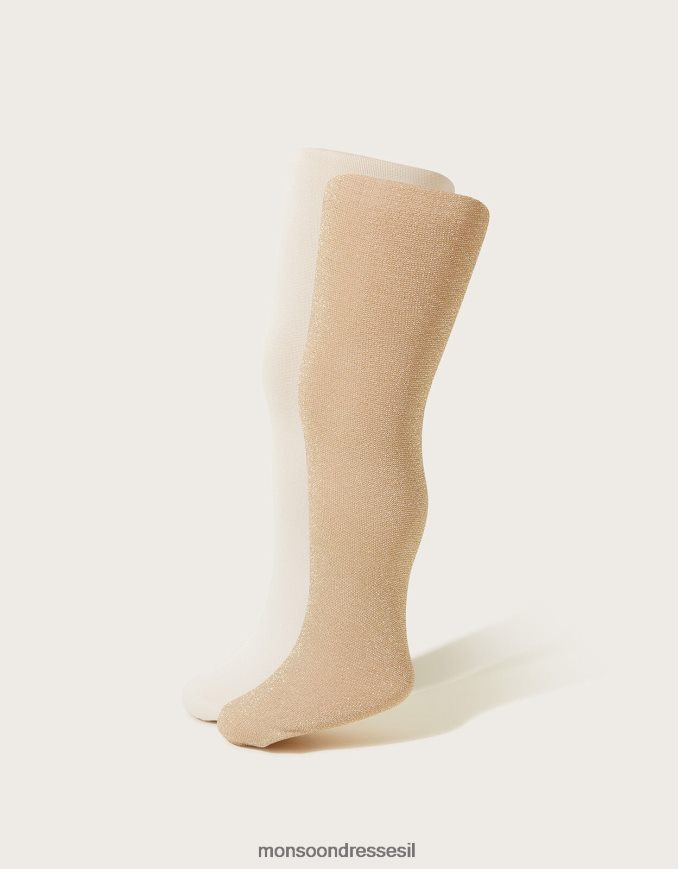 אבזר Monsoon סט טייץ מטאלי נוצץ של שניים זהב ילדה HTJ0TZ2703