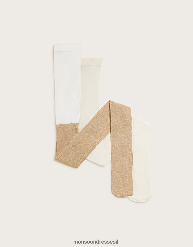 אבזר Monsoon סט טייץ מטאלי נוצץ של שניים זהב ילדה HTJ0TZ2703