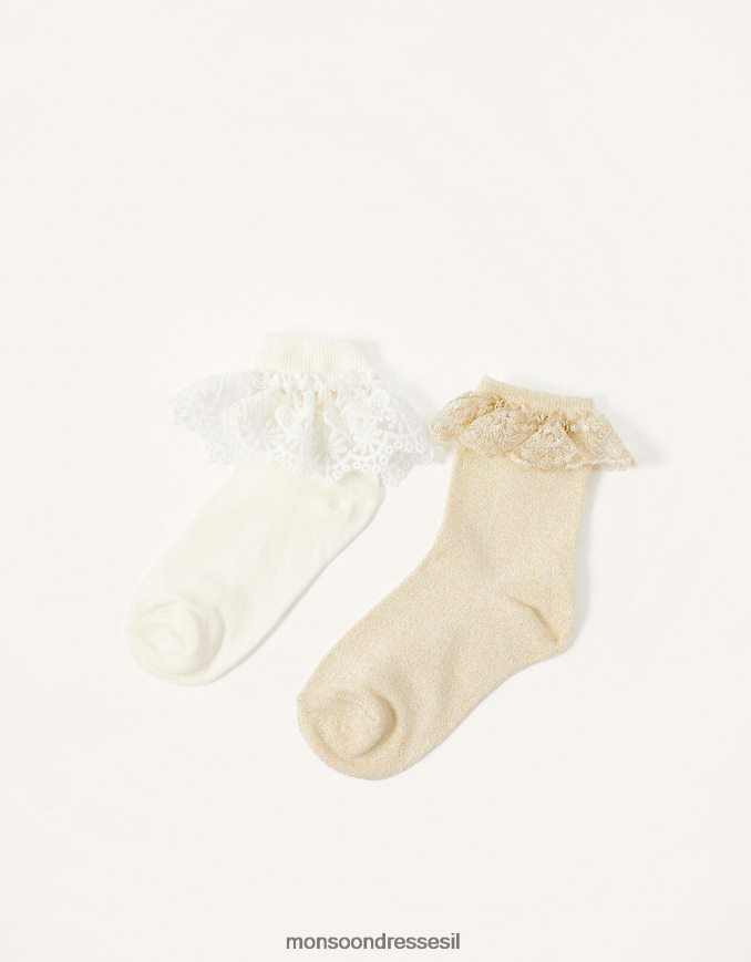 אבזר Monsoon גרב סלסול תחרה טוויסט זהב ילדה HTJ0TZ2712