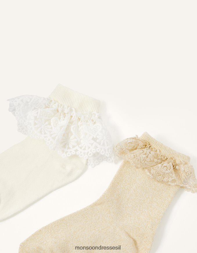 אבזר Monsoon גרב סלסול תחרה טוויסט זהב ילדה HTJ0TZ2712