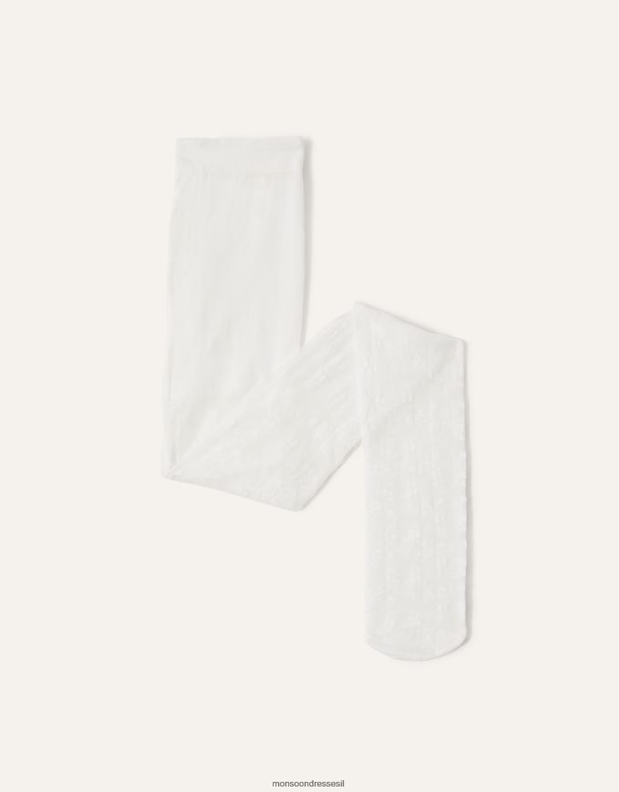 אבזר Monsoon גרביונים תחרה פרחים לבן ילדה HTJ0TZ2719