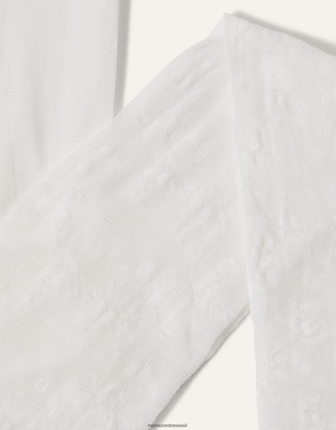 אבזר Monsoon גרביונים תחרה פרחים לבן ילדה HTJ0TZ2719