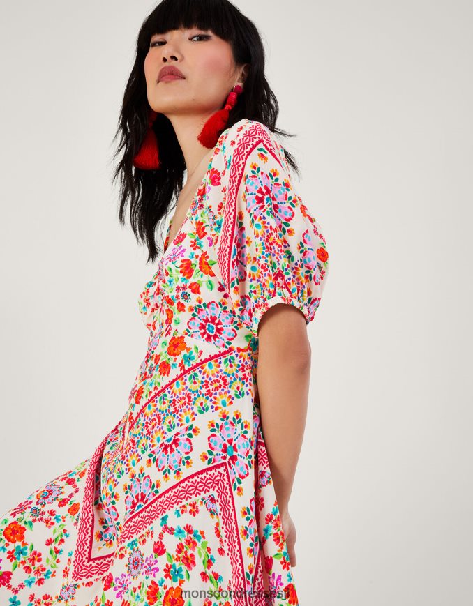 הַלבָּשָׁה Monsoon שמלת מקסי פרחונית של ג'ולייטה בוויסקוזה בר קיימא שֶׁנהָב נשים HTJ0TZ271