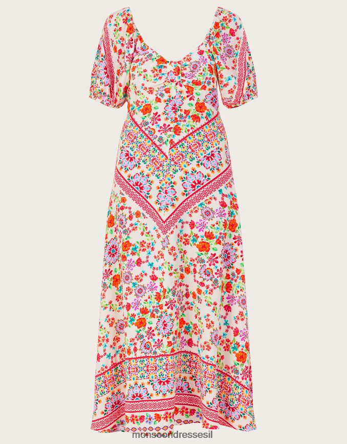 הַלבָּשָׁה Monsoon שמלת מקסי פרחונית של ג'ולייטה בוויסקוזה בר קיימא שֶׁנהָב נשים HTJ0TZ271