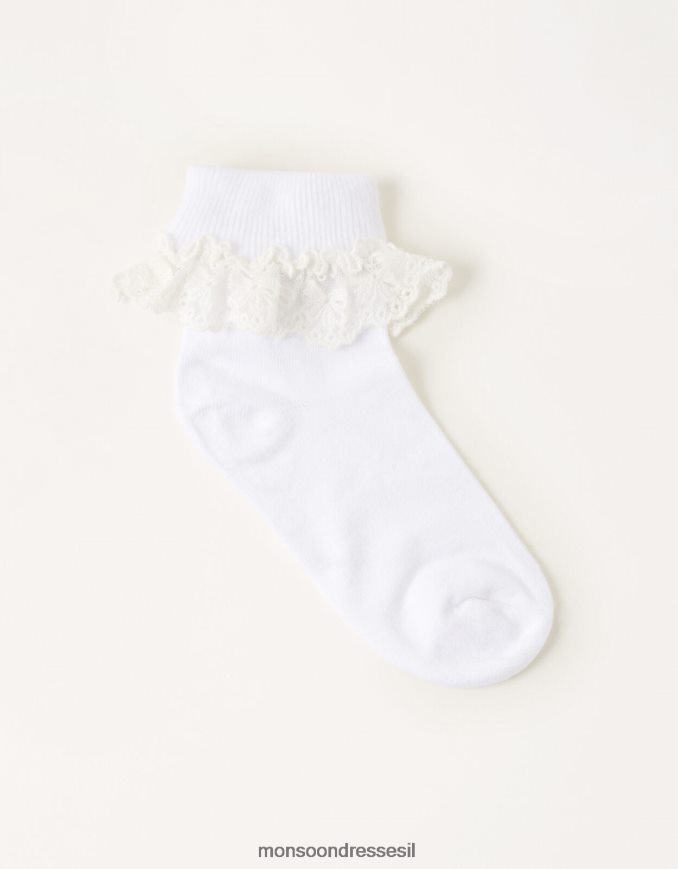 אבזר Monsoon גרבי תחרה פרחים לבן ילדה HTJ0TZ2725