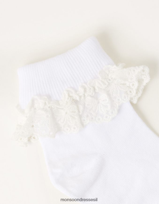 אבזר Monsoon גרבי תחרה פרחים לבן ילדה HTJ0TZ2725