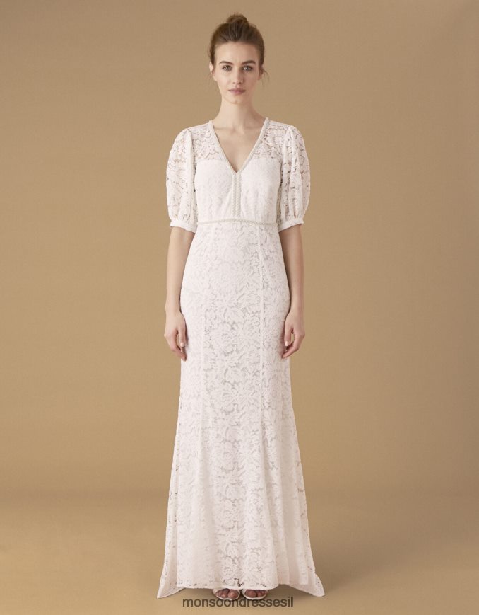 הַלבָּשָׁה Monsoon שמלת כלה עם חרוזים של ניקי שֶׁנהָב נשים HTJ0TZ2741