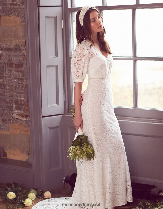 הַלבָּשָׁה Monsoon שמלת כלה עם חרוזים של ניקי שֶׁנהָב נשים HTJ0TZ2741