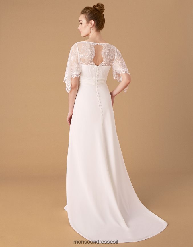 הַלבָּשָׁה Monsoon שמלת כלה שרוול מלאך תחרה לינדה שֶׁנהָב נשים HTJ0TZ2743