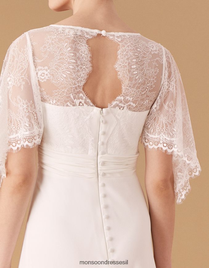 הַלבָּשָׁה Monsoon שמלת כלה שרוול מלאך תחרה לינדה שֶׁנהָב נשים HTJ0TZ2743