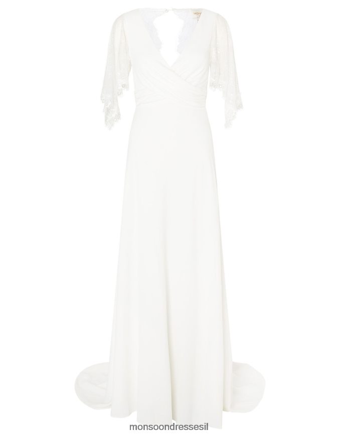 הַלבָּשָׁה Monsoon שמלת כלה שרוול מלאך תחרה לינדה שֶׁנהָב נשים HTJ0TZ2743