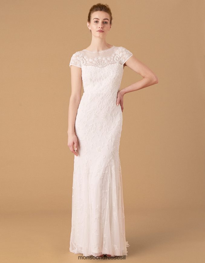 הַלבָּשָׁה Monsoon שמלת כלה פרחונית עם חרוזים של סופי שֶׁנהָב נשים HTJ0TZ2744