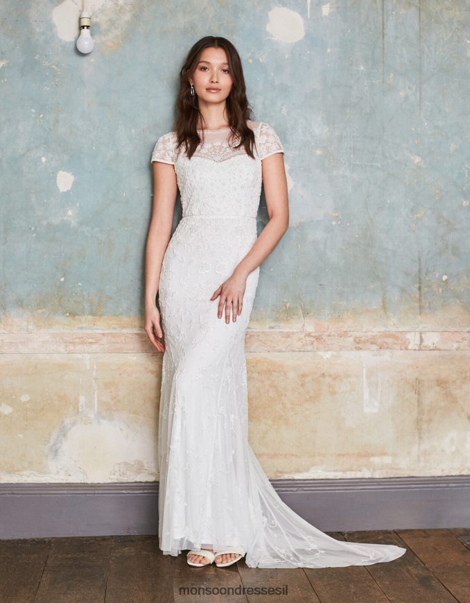 הַלבָּשָׁה Monsoon שמלת כלה פרחונית עם חרוזים של סופי שֶׁנהָב נשים HTJ0TZ2744