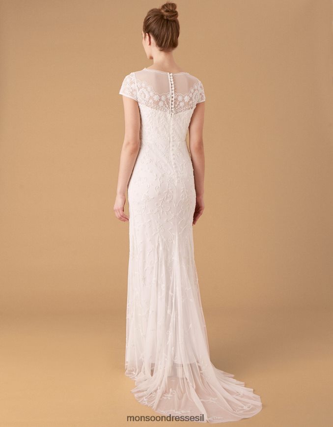 הַלבָּשָׁה Monsoon שמלת כלה פרחונית עם חרוזים של סופי שֶׁנהָב נשים HTJ0TZ2744