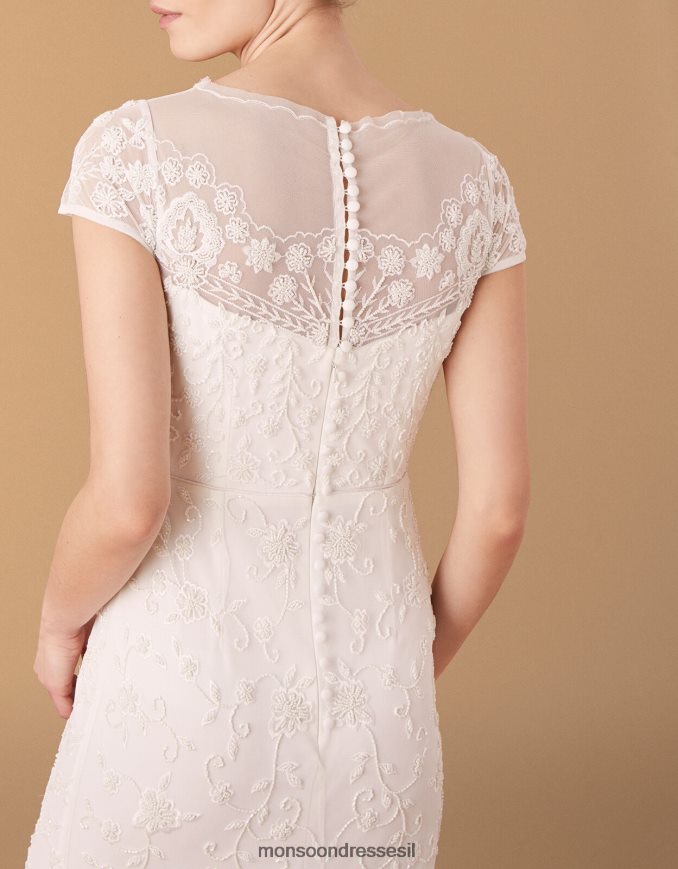 הַלבָּשָׁה Monsoon שמלת כלה פרחונית עם חרוזים של סופי שֶׁנהָב נשים HTJ0TZ2744