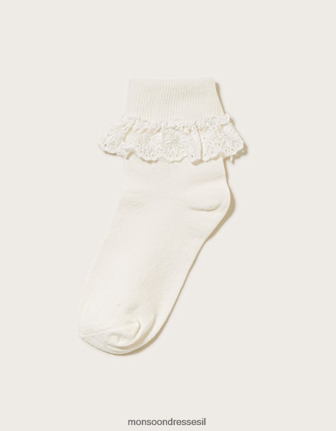 אבזר Monsoon גרבי תחרה של אוליביה קשת שֶׁנהָב ילדה HTJ0TZ2750