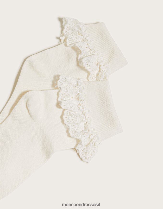 אבזר Monsoon גרבי תחרה של אוליביה קשת שֶׁנהָב ילדה HTJ0TZ2750