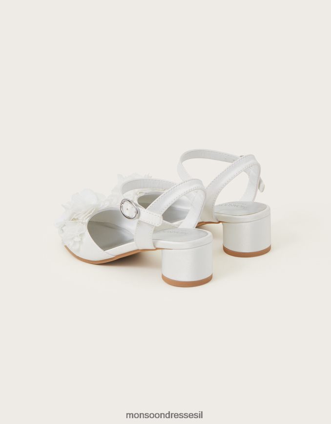 הַנעָלָה Monsoon סנדלי עקב סאטן פרח נצנצים שֶׁנהָב יְלָדִים HTJ0TZ2754