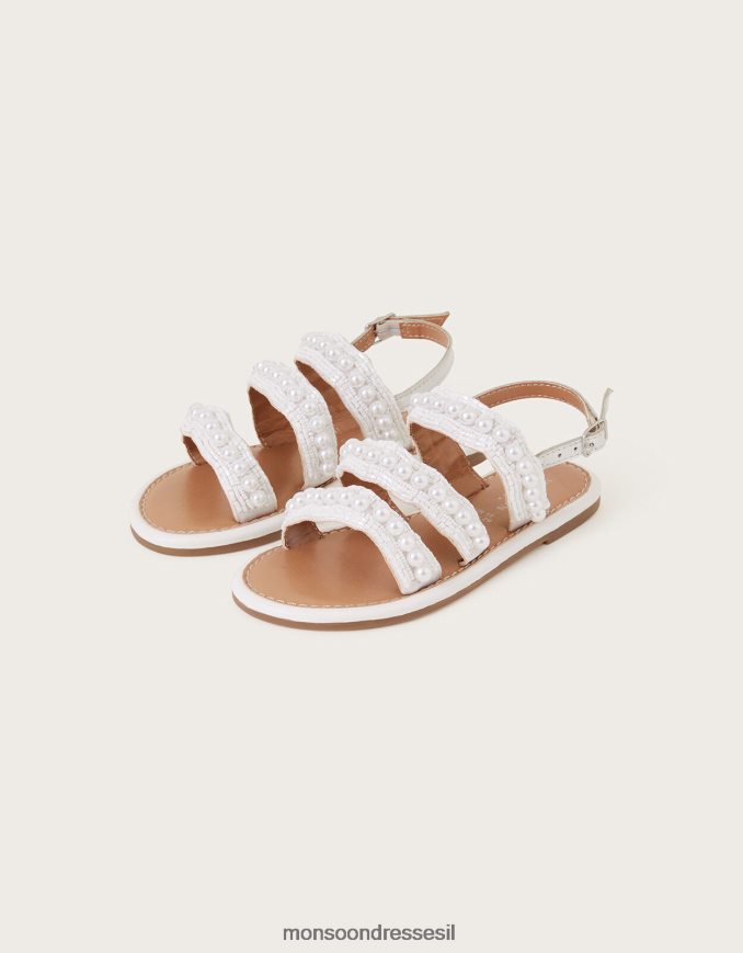 הַנעָלָה Monsoon סנדלים מעוטרים בפניני עור שֶׁנהָב יְלָדִים HTJ0TZ2757