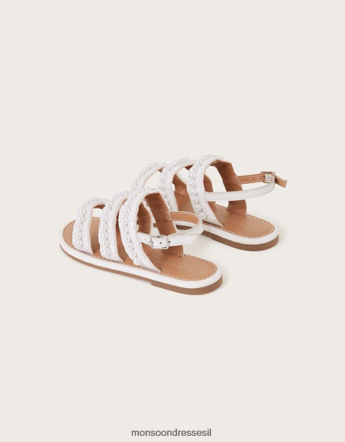 הַנעָלָה Monsoon סנדלים מעוטרים בפניני עור שֶׁנהָב יְלָדִים HTJ0TZ2757