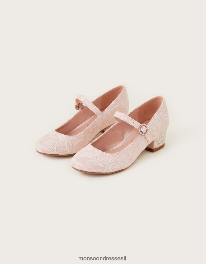 הַנעָלָה Monsoon עקבי פרח תחרה וָרוֹד יְלָדִים HTJ0TZ2758