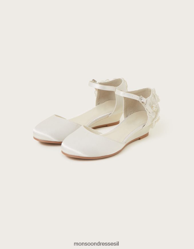 הַנעָלָה Monsoon טריזי סאטן פרחוניים מעוטרים שנהב שֶׁנהָב יְלָדִים HTJ0TZ2759