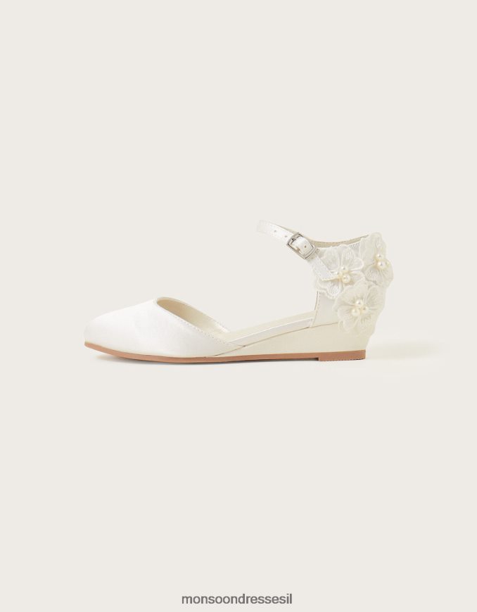 הַנעָלָה Monsoon טריזי סאטן פרחוניים מעוטרים שנהב שֶׁנהָב יְלָדִים HTJ0TZ2759