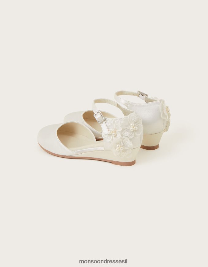 הַנעָלָה Monsoon טריזי סאטן פרחוניים מעוטרים שנהב שֶׁנהָב יְלָדִים HTJ0TZ2759