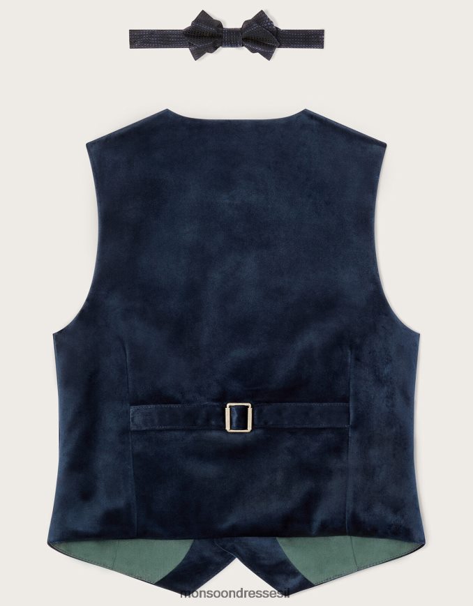 הַלבָּשָׁה Monsoon סט חזייה ועניבת פרפר מקטיפה כחול (צי) יֶלֶד HTJ0TZ2765