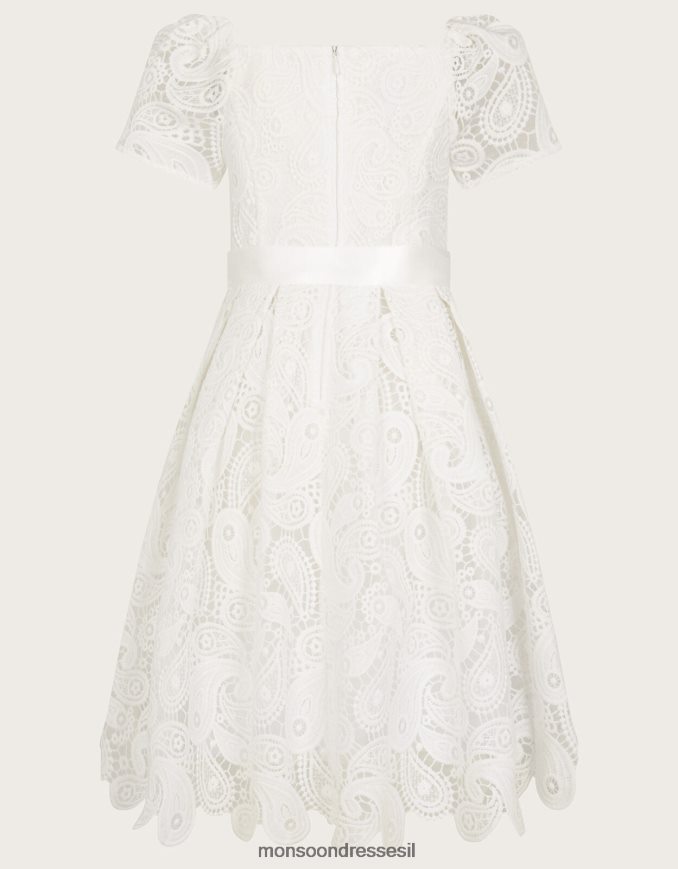 הַלבָּשָׁה Monsoon שמלת גיפור עם צווארון מרובע תחרה שֶׁנהָב יְלָדִים HTJ0TZ2766