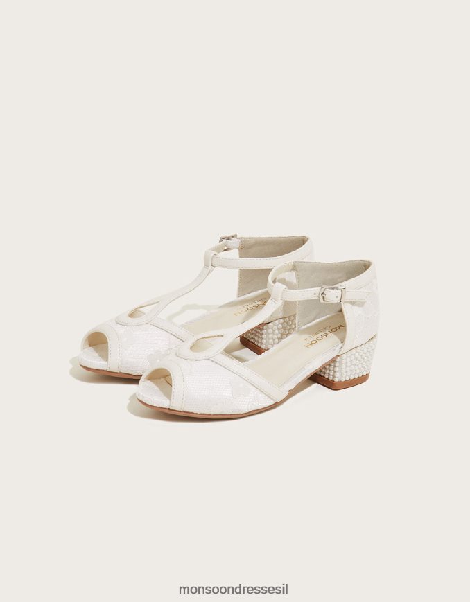 הַנעָלָה Monsoon נעלי עקב ריקודי פנינים תחרה שֶׁנהָב יְלָדִים HTJ0TZ2771