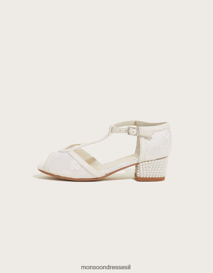 הַנעָלָה Monsoon נעלי עקב ריקודי פנינים תחרה שֶׁנהָב יְלָדִים HTJ0TZ2771