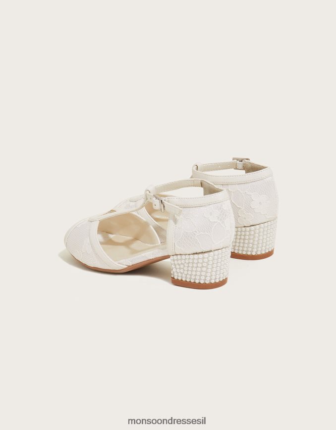 הַנעָלָה Monsoon נעלי עקב ריקודי פנינים תחרה שֶׁנהָב יְלָדִים HTJ0TZ2771