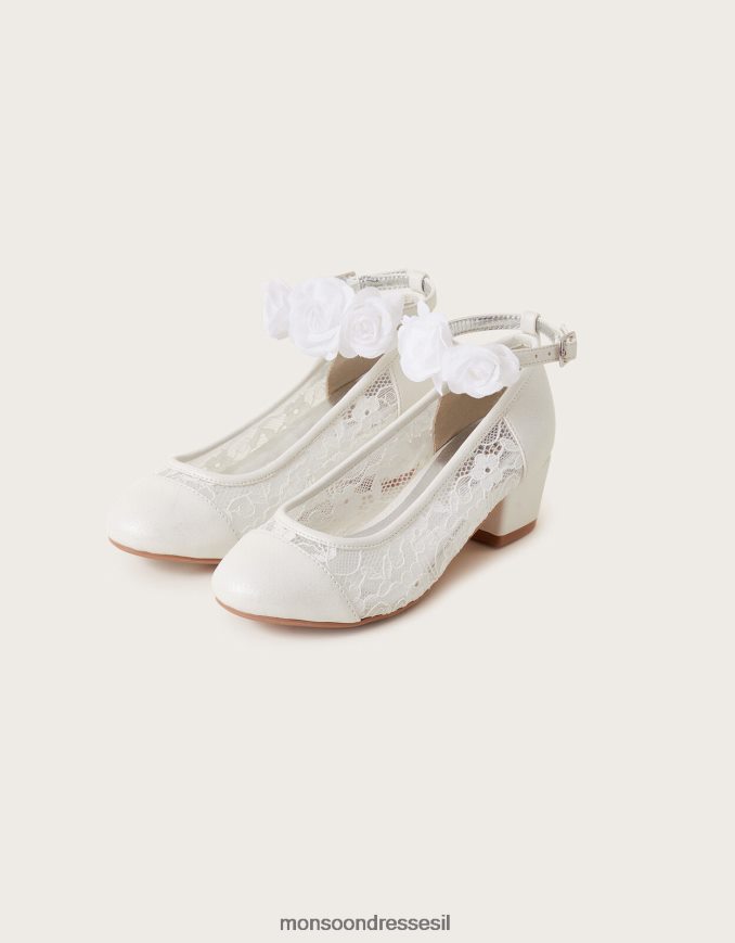 הַנעָלָה Monsoon רצועת פרחים נעלי נסיכה תחרה שנהב שֶׁנהָב ילדה HTJ0TZ2772