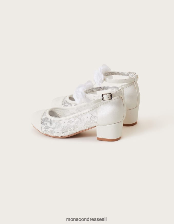 הַנעָלָה Monsoon רצועת פרחים נעלי נסיכה תחרה שנהב שֶׁנהָב ילדה HTJ0TZ2772