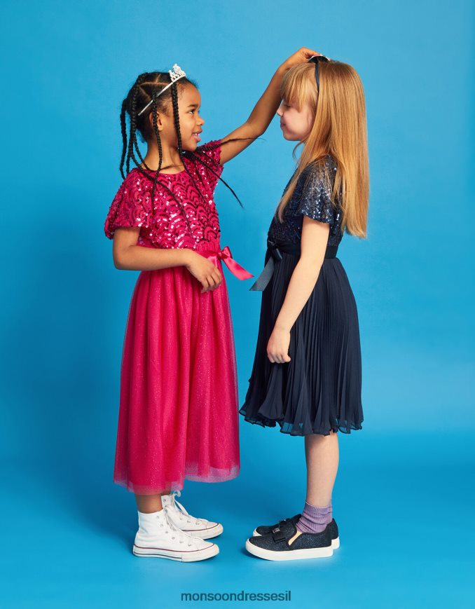 הַלבָּשָׁה Monsoon שמלת פאייטים בסגנון ארט דקו עם שרוולי שכמיית האמת אָדוֹם יְלָדִים HTJ0TZ2773