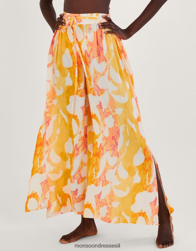 הַלבָּשָׁה Monsoon מכנסיים מפוצלים בצד הדפס מופשט תפוז נשים HTJ0TZ2780