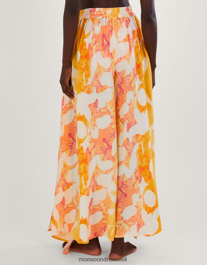 הַלבָּשָׁה Monsoon מכנסיים מפוצלים בצד הדפס מופשט תפוז נשים HTJ0TZ2780