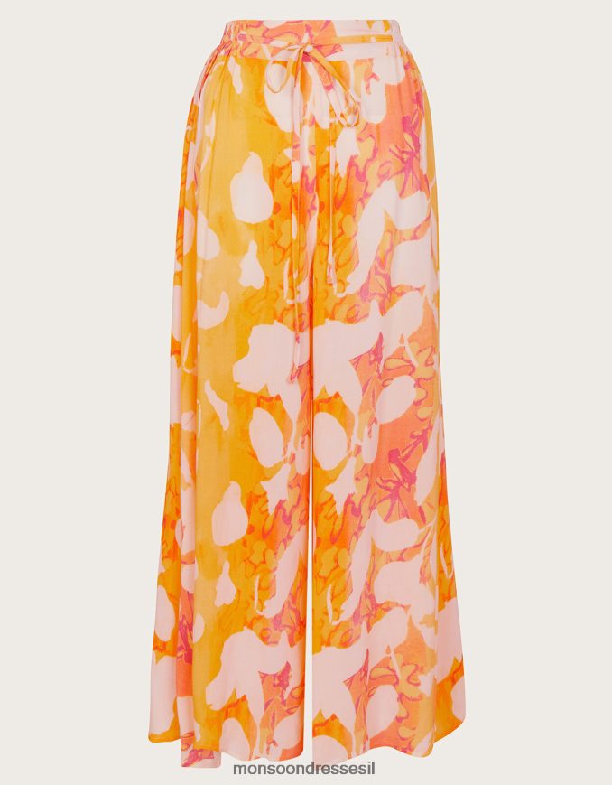 הַלבָּשָׁה Monsoon מכנסיים מפוצלים בצד הדפס מופשט תפוז נשים HTJ0TZ2780